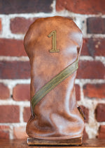 Single Barrel collection leather golf Headcover in  Saddle Tan / Pueblo Olive