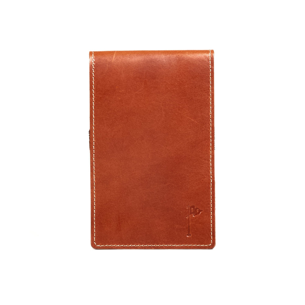 Handmade Leather Golf Scorecard / Yardage Book Cover in Buttero Chestnut