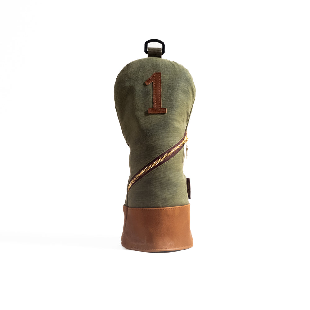 Waxed Canvas golf Headcover in Army Green