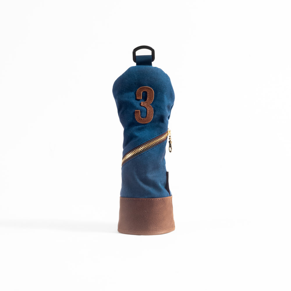 Waxed Canvas golf headcover in Navy 3 fairway wood