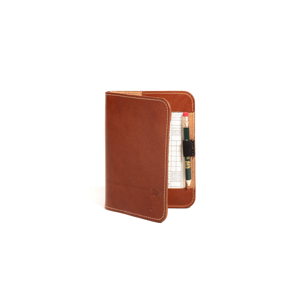 Handmade Leather Minimalist Golf Scorecard Holder in Buttero Chestnut