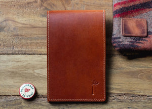 Handmade Leather Golf Scorecard / Yardage Book Cover in Buttero Chestnut